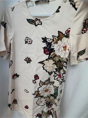 Zara Cream Dress with Floral Botanical Print